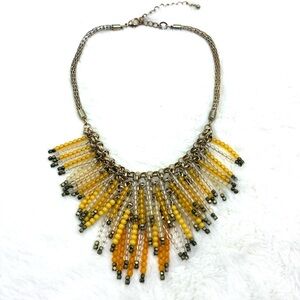Elegant Yellow and Orange Beaded Necklace